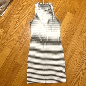 H&M Black & White Striped Ribbed Dress